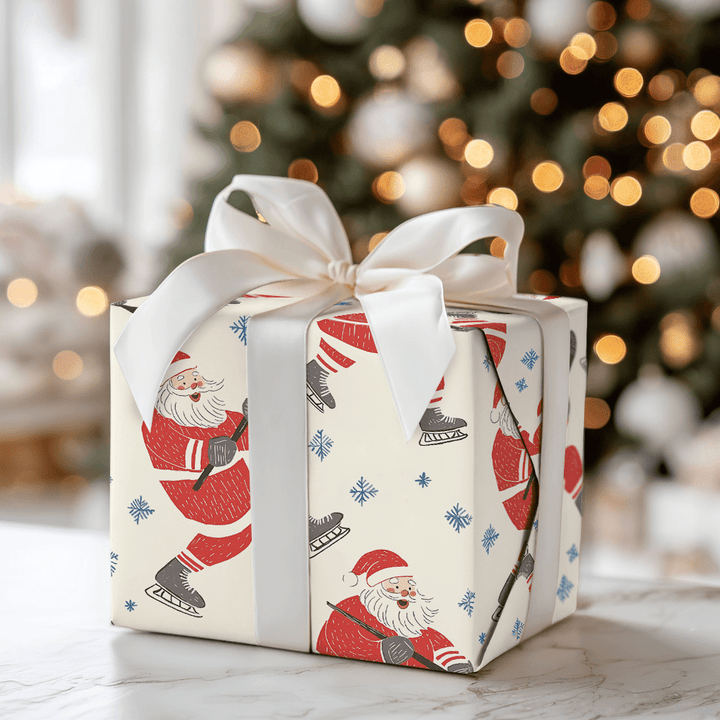Hockey Santa - Wrapping Paper - Aspen & Arlo