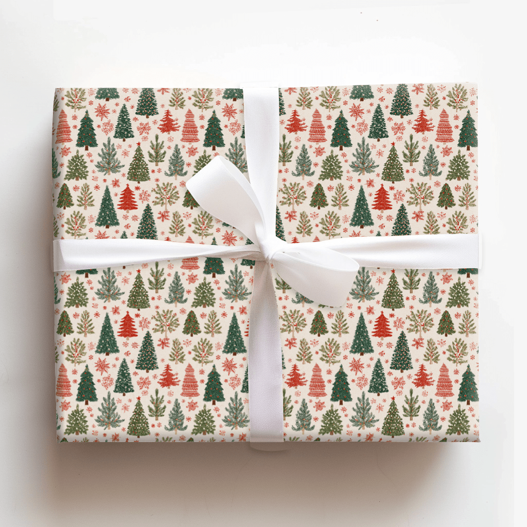 Red & Green Forest - Wrapping Paper - Aspen & Arlo