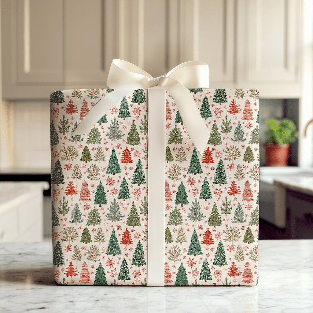 Red & Green Forest - Wrapping Paper - Aspen & Arlo