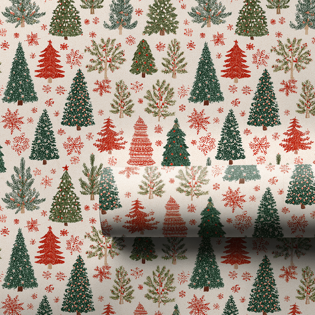 Red & Green Forest - Wrapping Paper - Aspen & Arlo