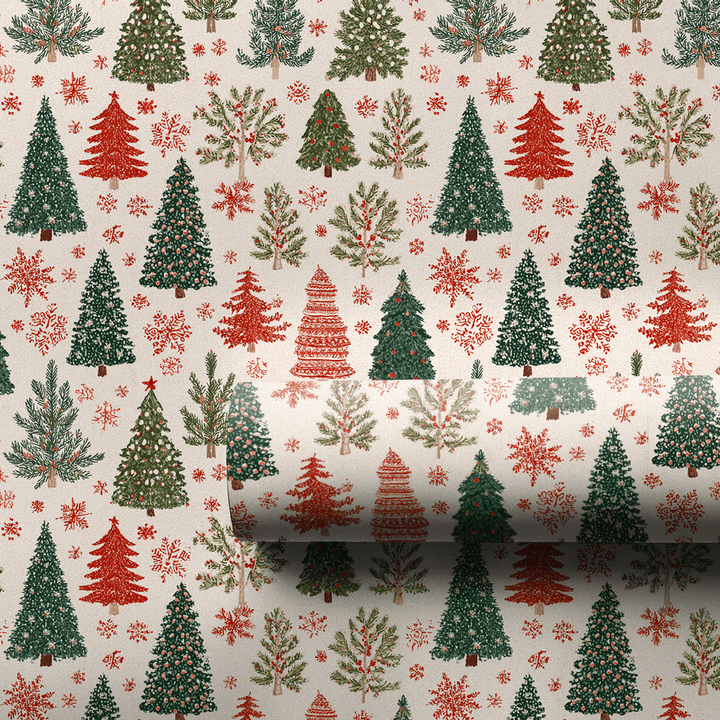 Red & Green Forest - Wrapping Paper - Aspen & Arlo