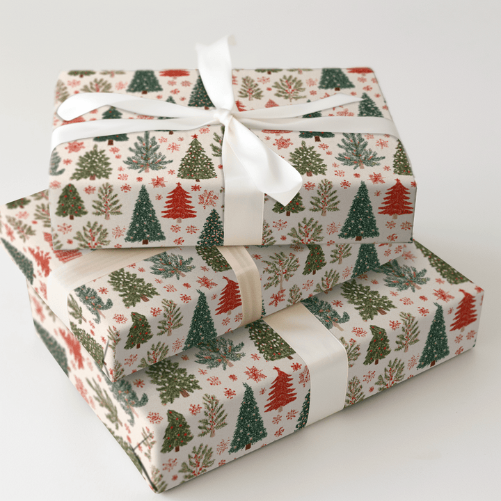 Red & Green Forest - Wrapping Paper - Aspen & Arlo