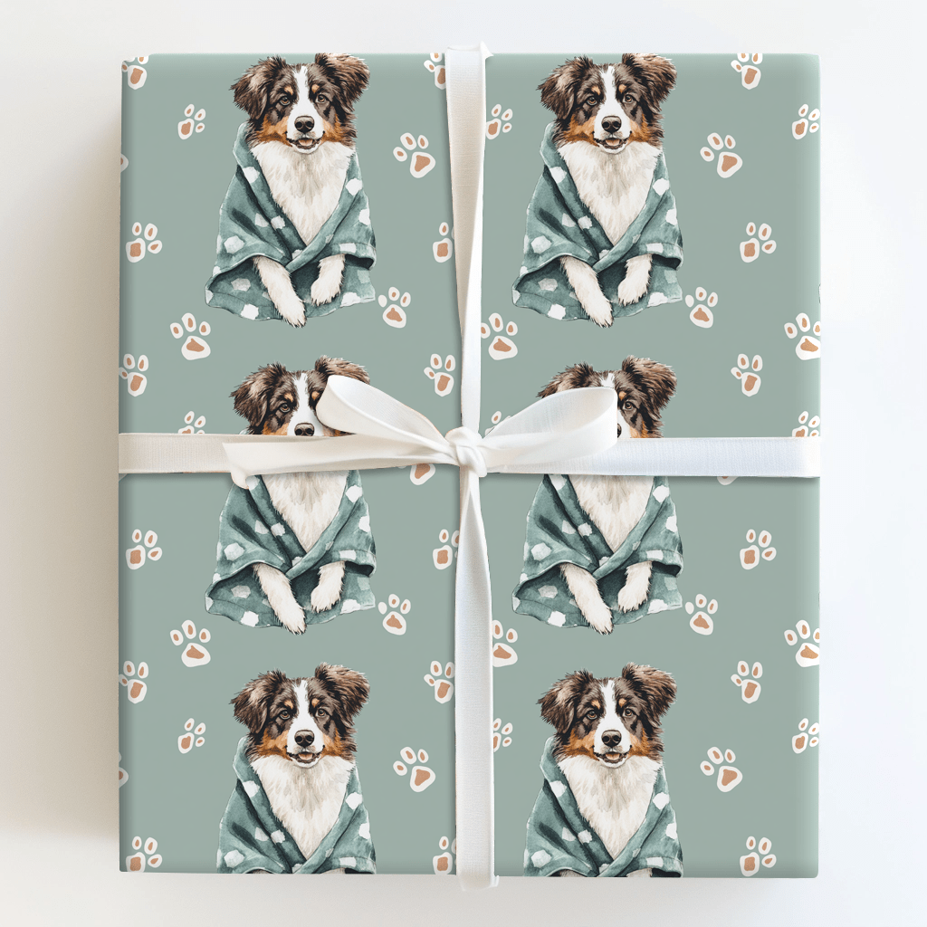 Spa Day with the Australian Shepherds - Wrapping Paper - Aspen & Arlo