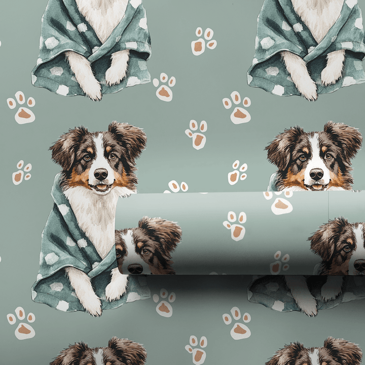 Spa Day with the Australian Shepherds - Wrapping Paper - Aspen & Arlo