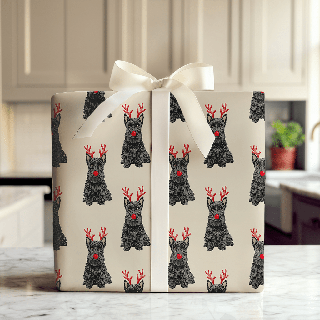 Rudolph the Scottish Terrier - Wrapping Paper - Aspen & Arlo