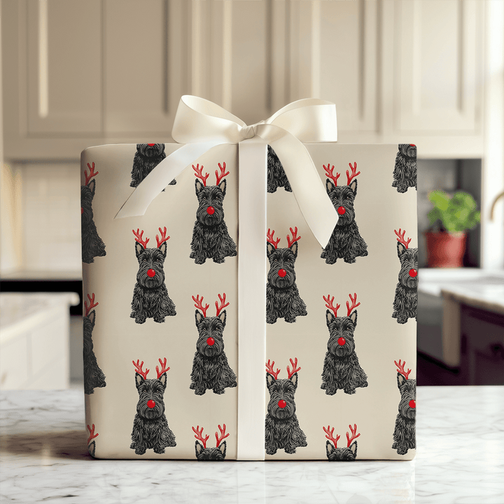 Rudolph the Scottish Terrier - Wrapping Paper - Aspen & Arlo