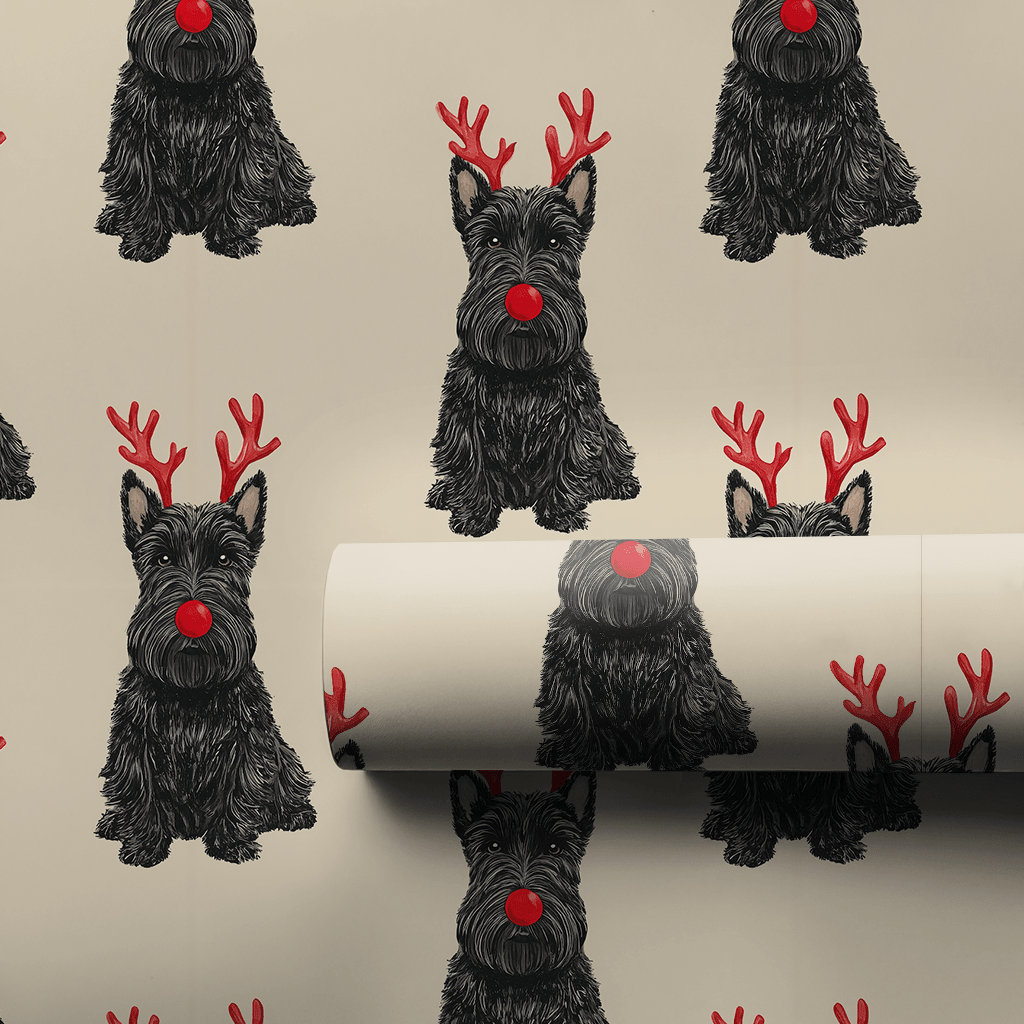 Rudolph the Scottish Terrier - Wrapping Paper - Aspen & Arlo