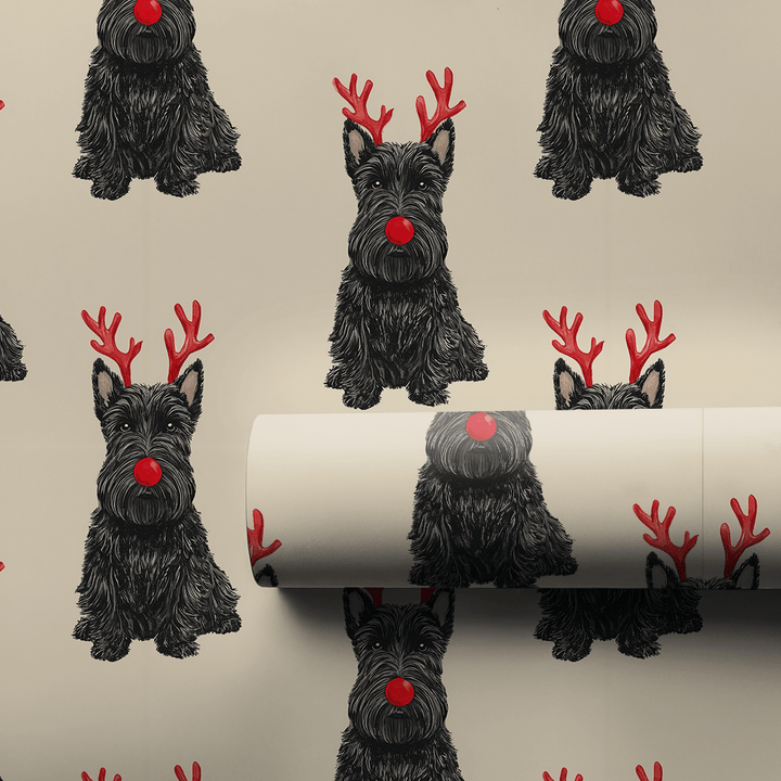 Rudolph the Scottish Terrier - Wrapping Paper - Aspen & Arlo