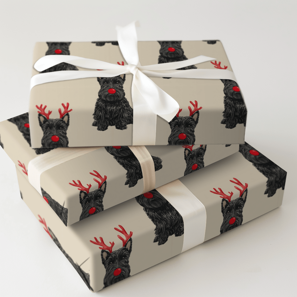 Rudolph the Scottish Terrier - Wrapping Paper - Aspen & Arlo