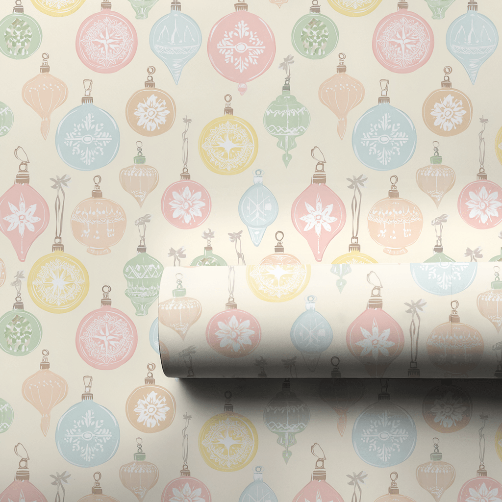 Vintage Pastel Ornaments - Wrapping Paper - Aspen & Arlo