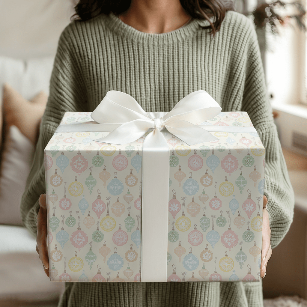 Vintage Pastel Ornaments - Wrapping Paper - Aspen & Arlo