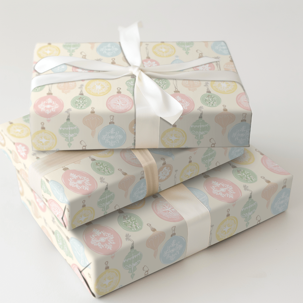 Vintage Pastel Ornaments - Wrapping Paper - Aspen & Arlo