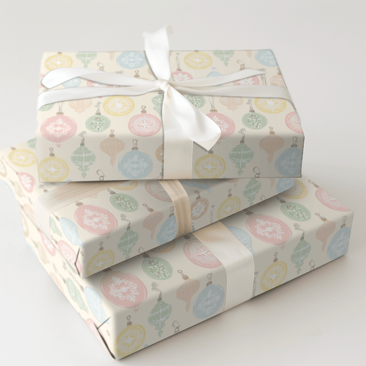 Vintage Pastel Ornaments - Wrapping Paper - Aspen & Arlo