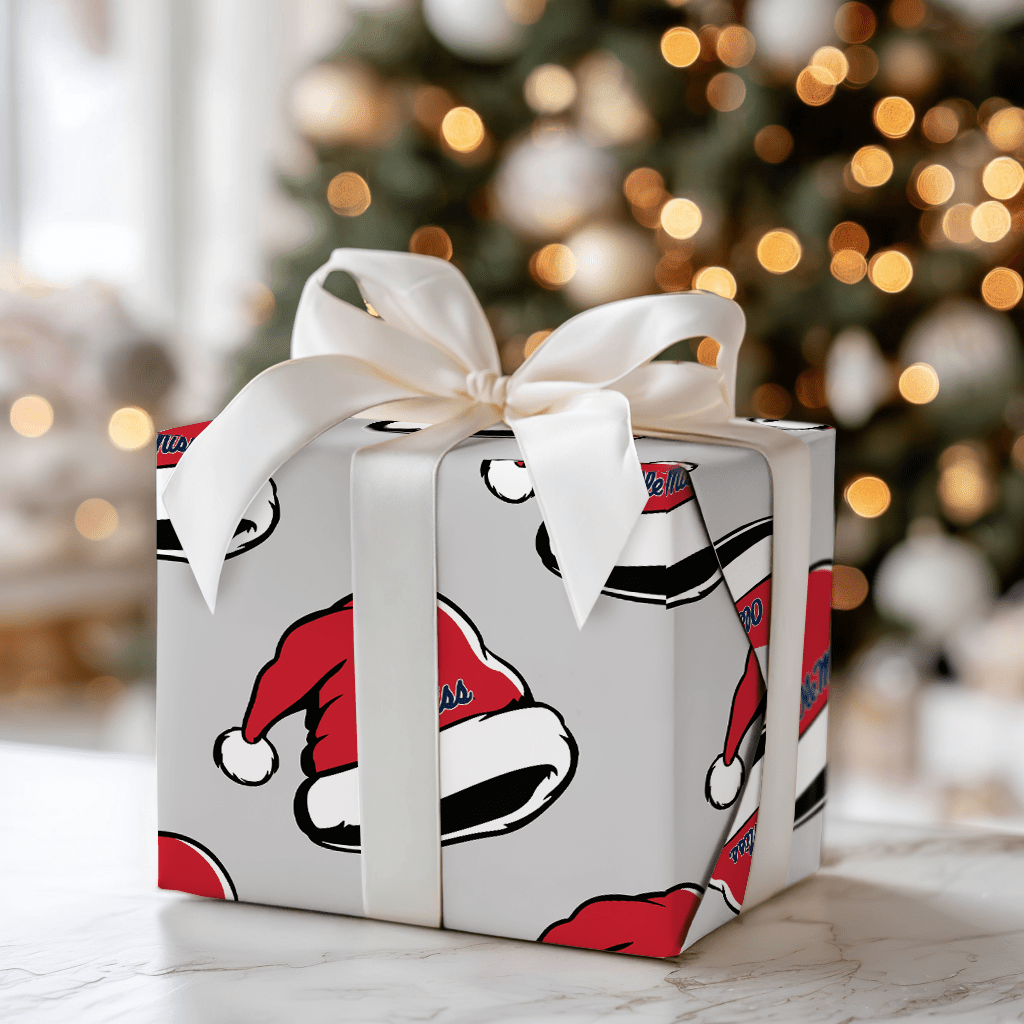 Ole Miss Santa Cap - Wrapping Paper - Aspen & Arlo