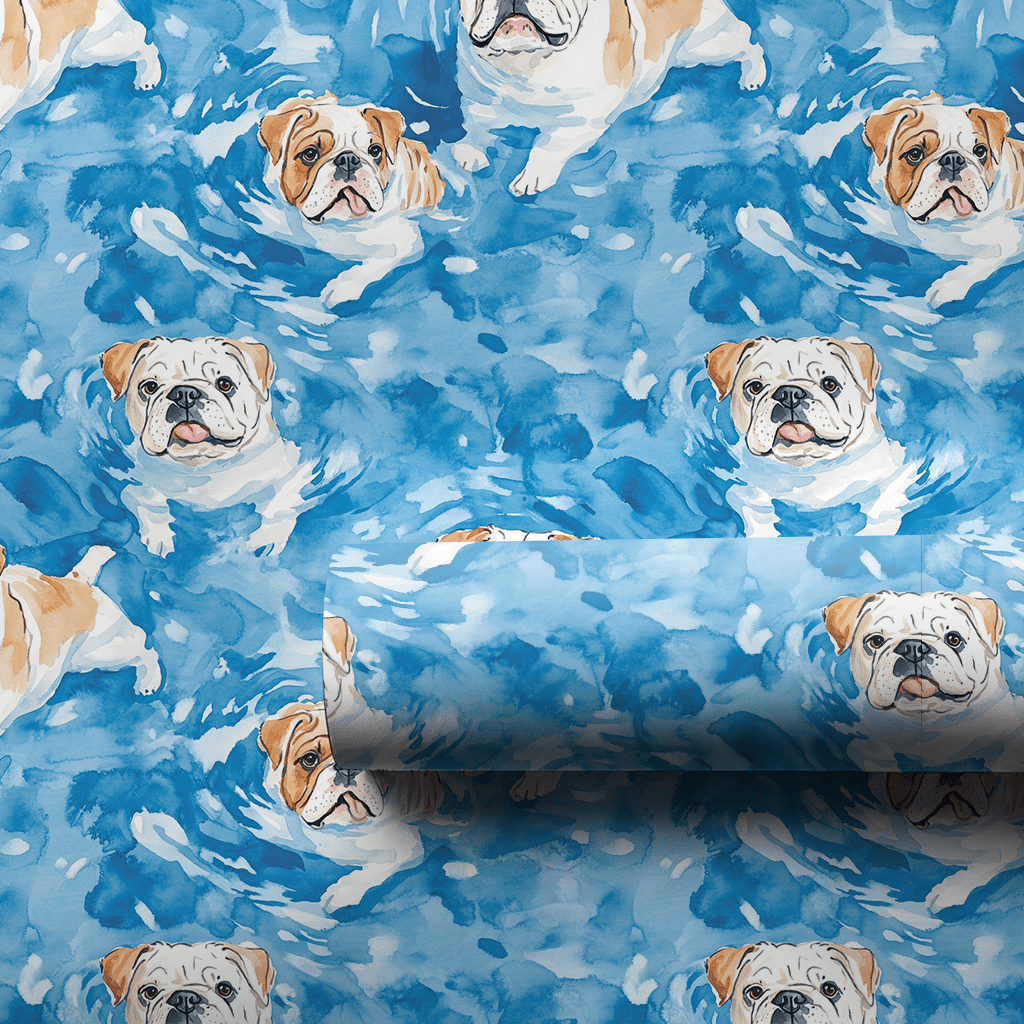 Pool Day with the Bulldogs - Wrapping Paper - Aspen & Arlo