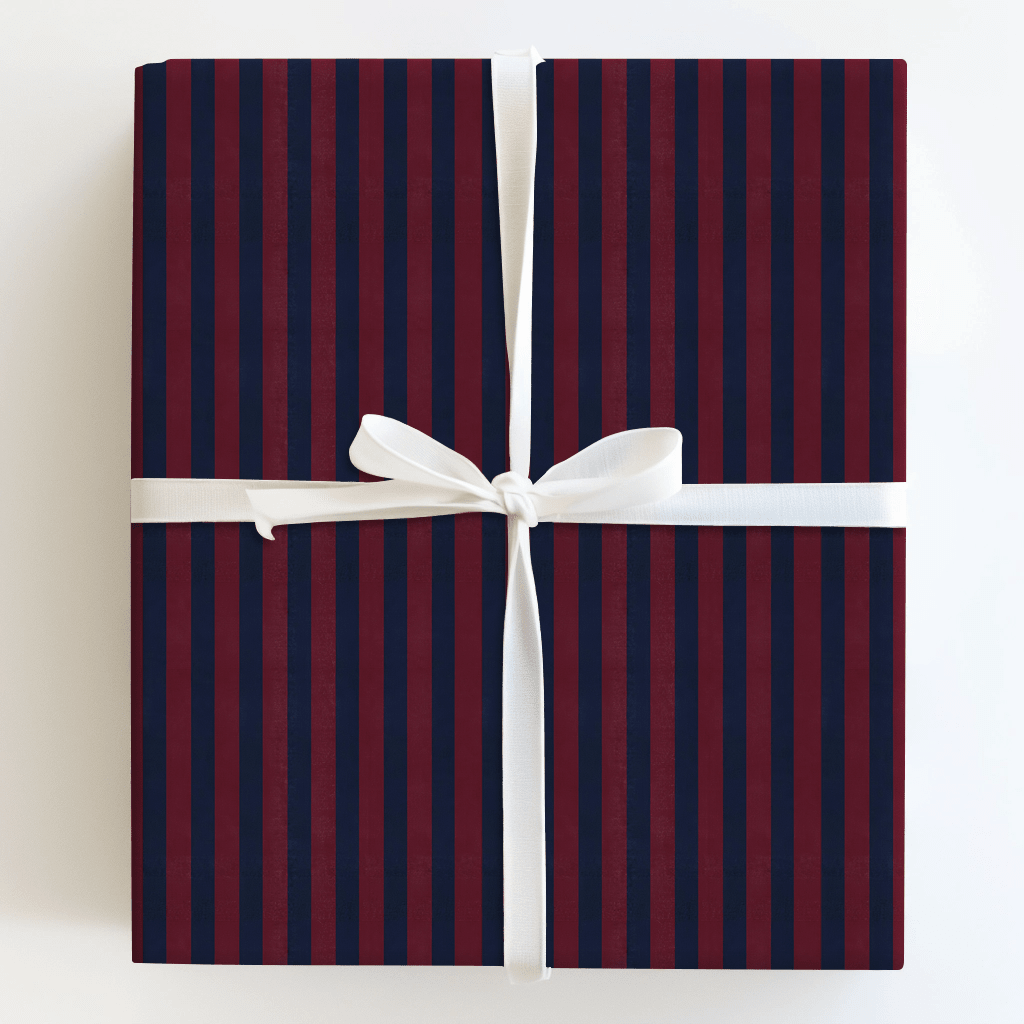 Cranberry Rugby Stripe - Wrapping Paper - Aspen & Arlo