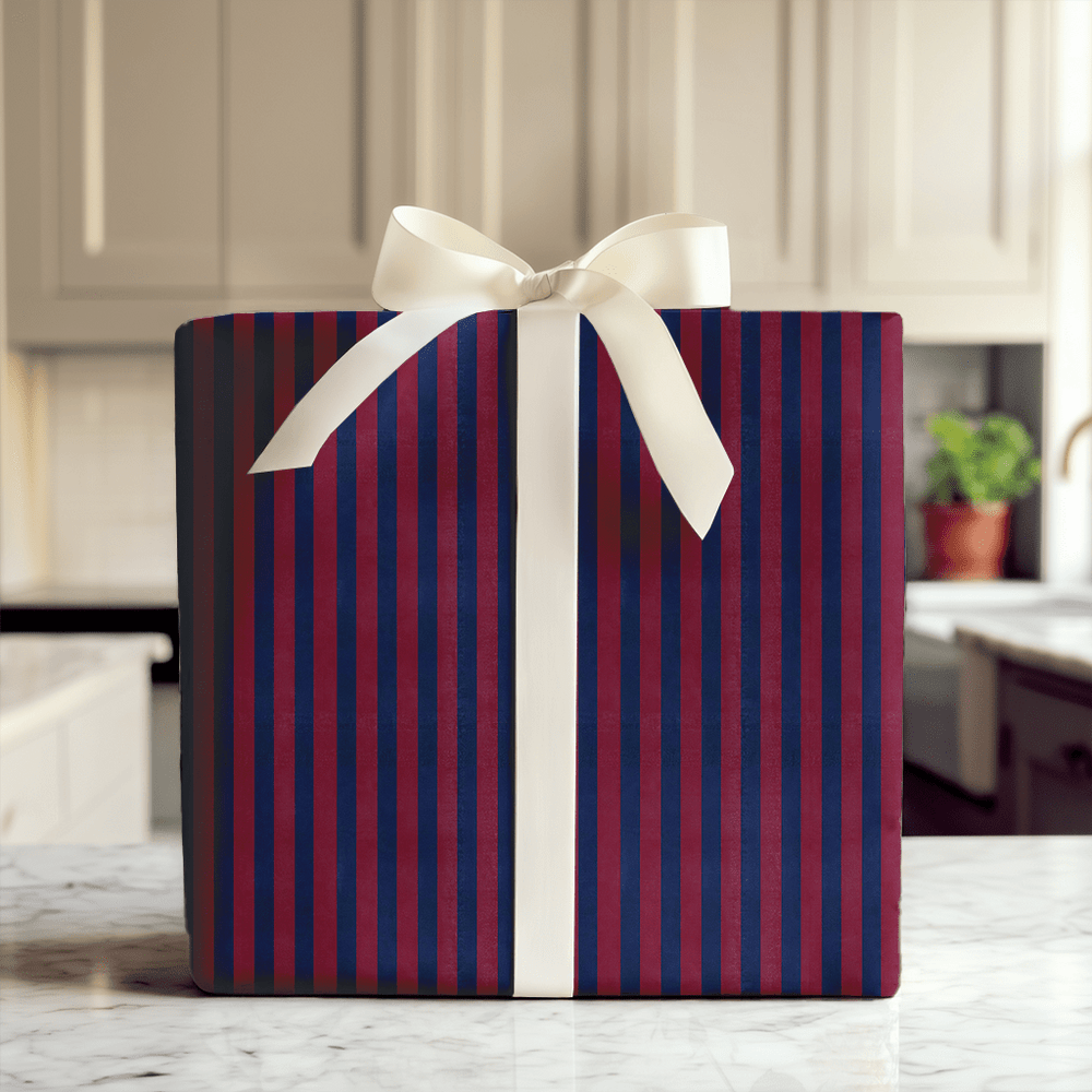 Cranberry Rugby Stripe - Wrapping Paper - Aspen & Arlo