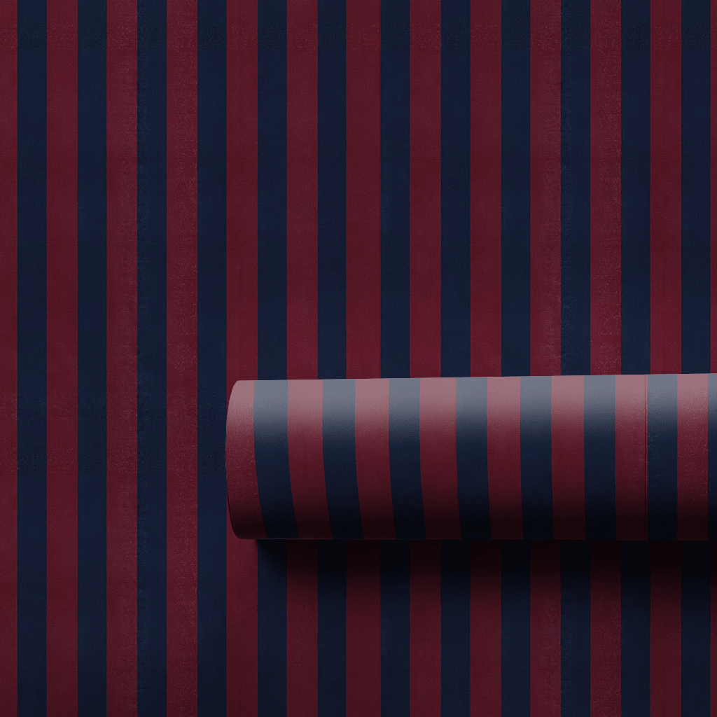 Cranberry Rugby Stripe - Wrapping Paper - Aspen & Arlo