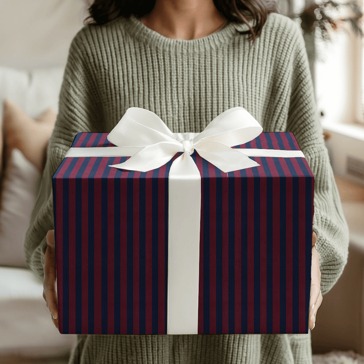 Cranberry Rugby Stripe - Wrapping Paper - Aspen & Arlo