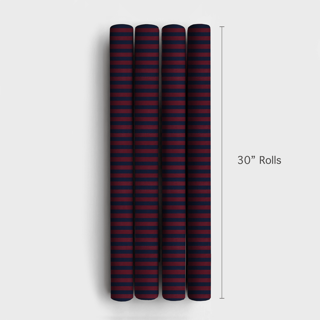 Cranberry Rugby Stripe - Wrapping Paper - Aspen & Arlo