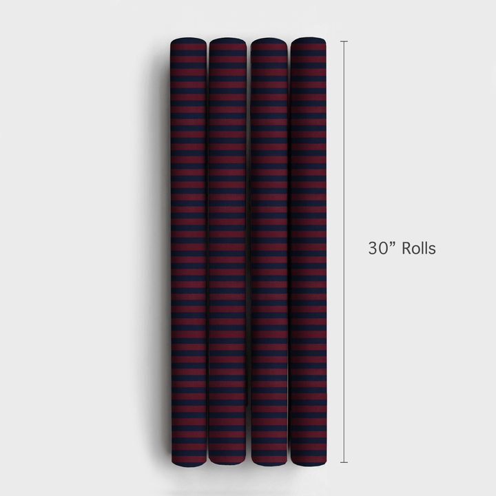 Cranberry Rugby Stripe - Wrapping Paper - Aspen & Arlo