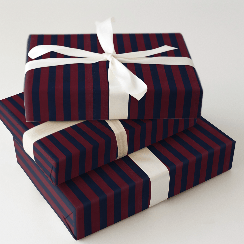 Cranberry Rugby Stripe - Wrapping Paper - Aspen & Arlo