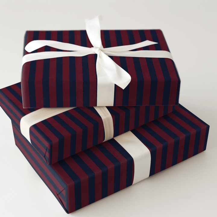 Cranberry Rugby Stripe - Wrapping Paper - Aspen & Arlo