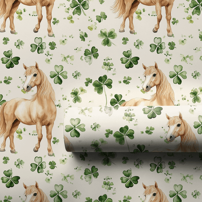 Shamrocks with the Haflinger - Wrapping Paper - Aspen & Arlo