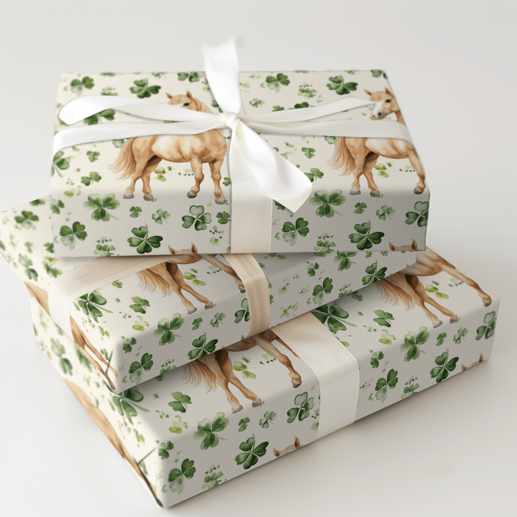 Shamrocks with the Haflinger - Wrapping Paper - Aspen & Arlo