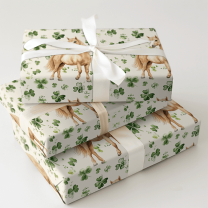 Shamrocks with the Haflinger - Wrapping Paper - Aspen & Arlo