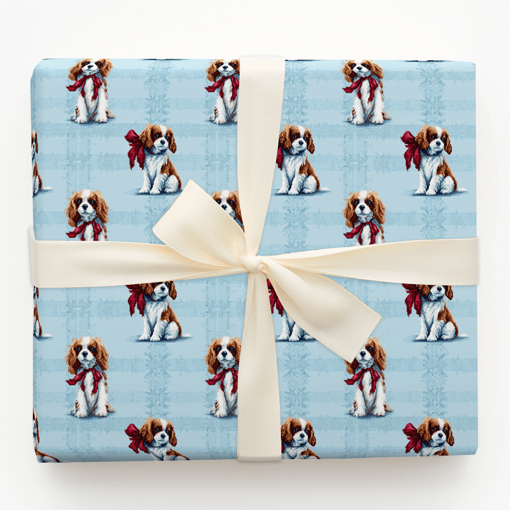 Puppy Blue Stitch - Wrapping Paper - Aspen & Arlo