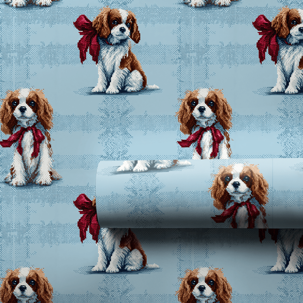 Puppy Blue Stitch - Wrapping Paper - Aspen & Arlo