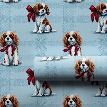 Puppy Blue Stitch - Wrapping Paper - Aspen & Arlo