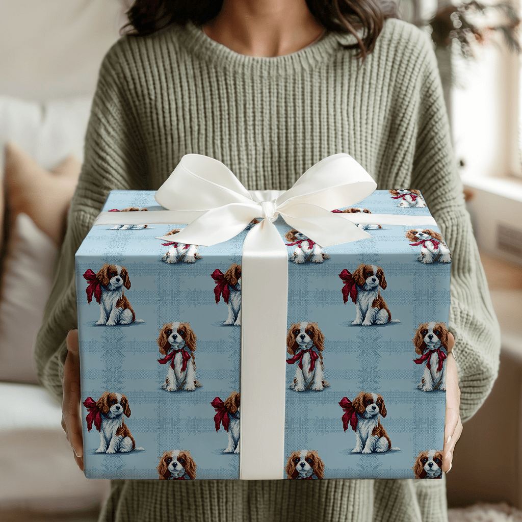 Puppy Blue Stitch - Wrapping Paper - Aspen & Arlo