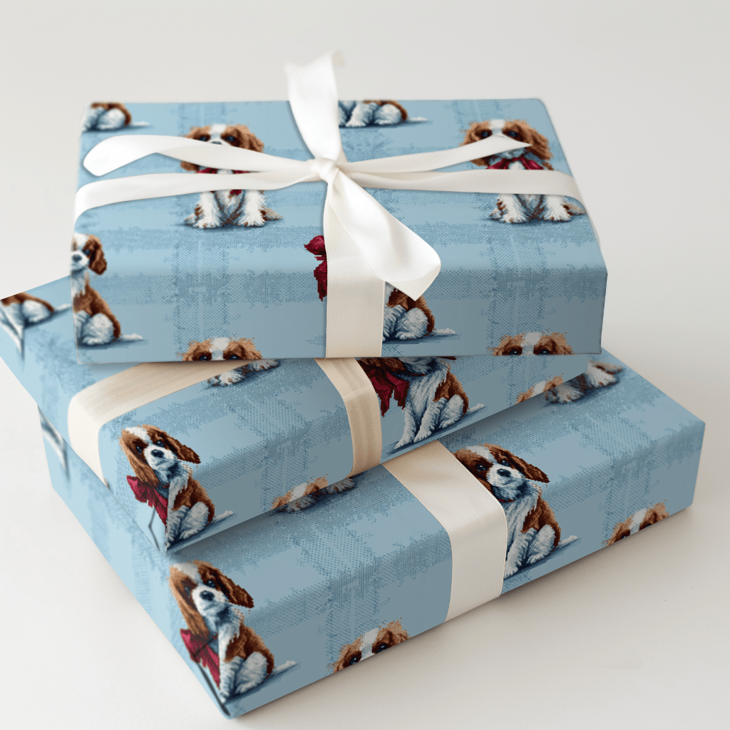 Puppy Blue Stitch - Wrapping Paper - Aspen & Arlo