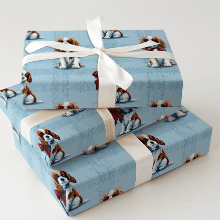 Puppy Blue Stitch - Wrapping Paper - Aspen & Arlo
