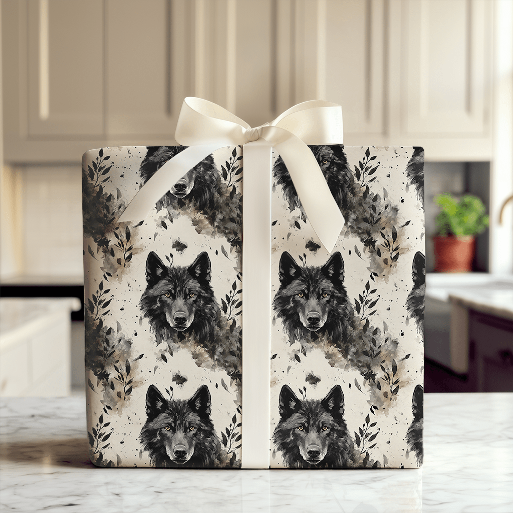 Coal Wolf - Wrapping Paper - Aspen &amp; Arlo