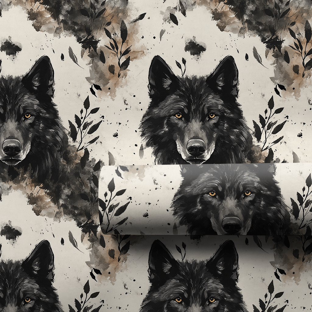 Coal Wolf - Wrapping Paper - Aspen &amp; Arlo
