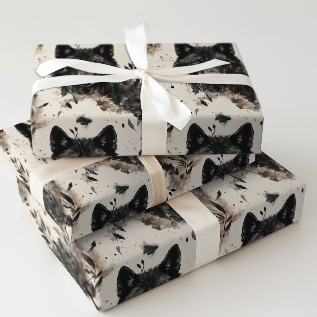 Coal Wolf - Wrapping Paper - Aspen &amp; Arlo