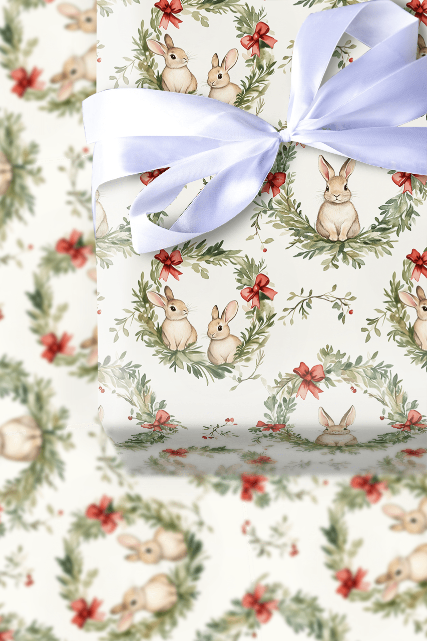 Winter Berry Bunny - Wrapping Paper - Aspen & Arlo