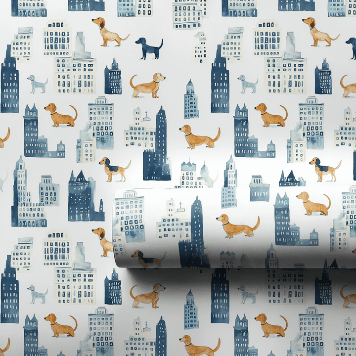 City with the Dachshund - Wrapping Paper - Aspen & Arlo