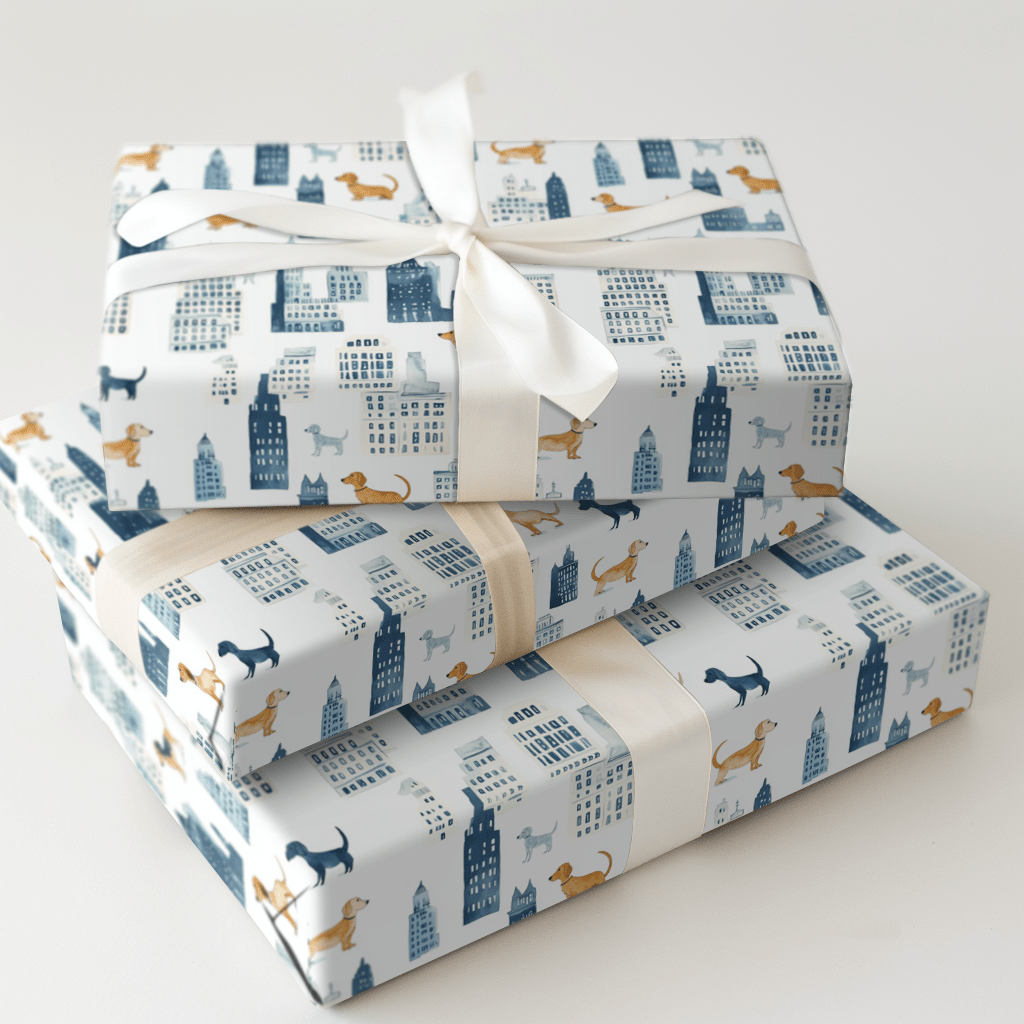 City with the Dachshund - Wrapping Paper - Aspen & Arlo