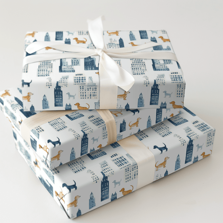 City with the Dachshund - Wrapping Paper - Aspen & Arlo