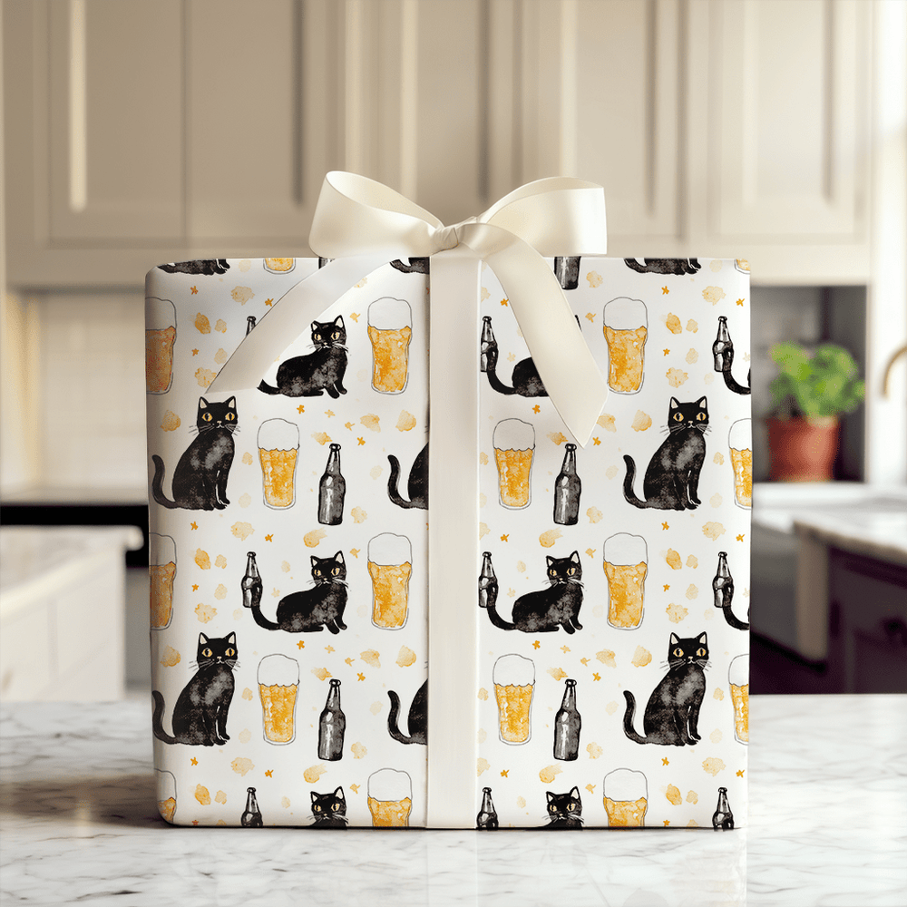 Brews with the Black Cat - Wrapping Paper - Aspen & Arlo