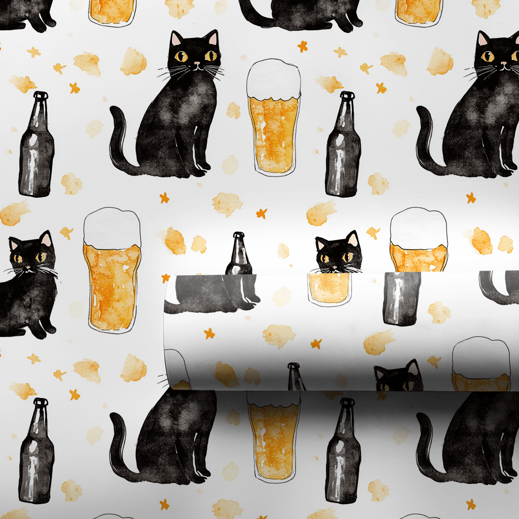 Brews with the Black Cat - Wrapping Paper - Aspen & Arlo