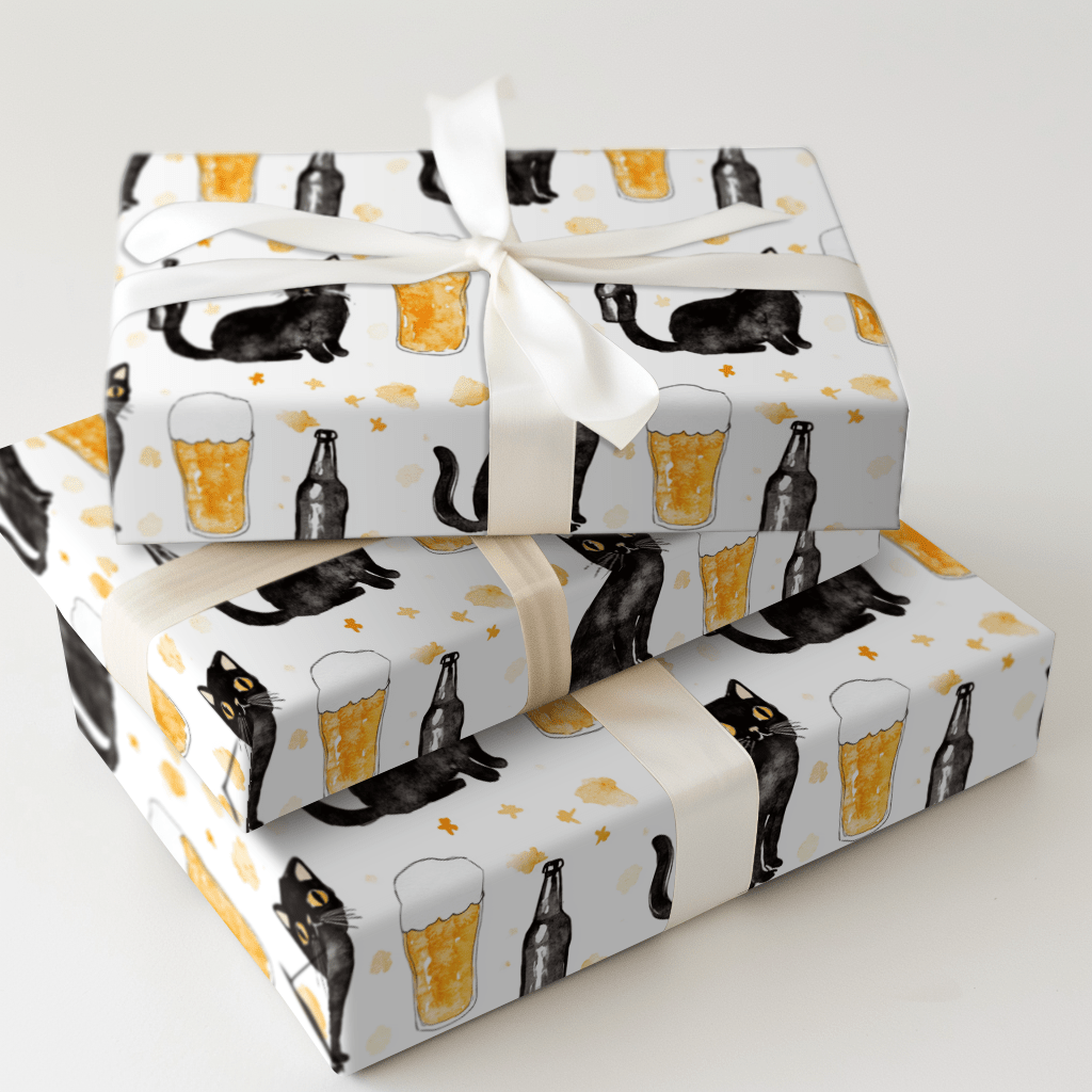 Brews with the Black Cat - Wrapping Paper - Aspen & Arlo