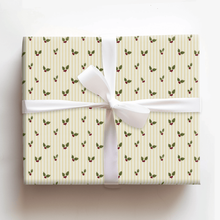 Holly on Buttercream - Wrapping Paper - Aspen & Arlo