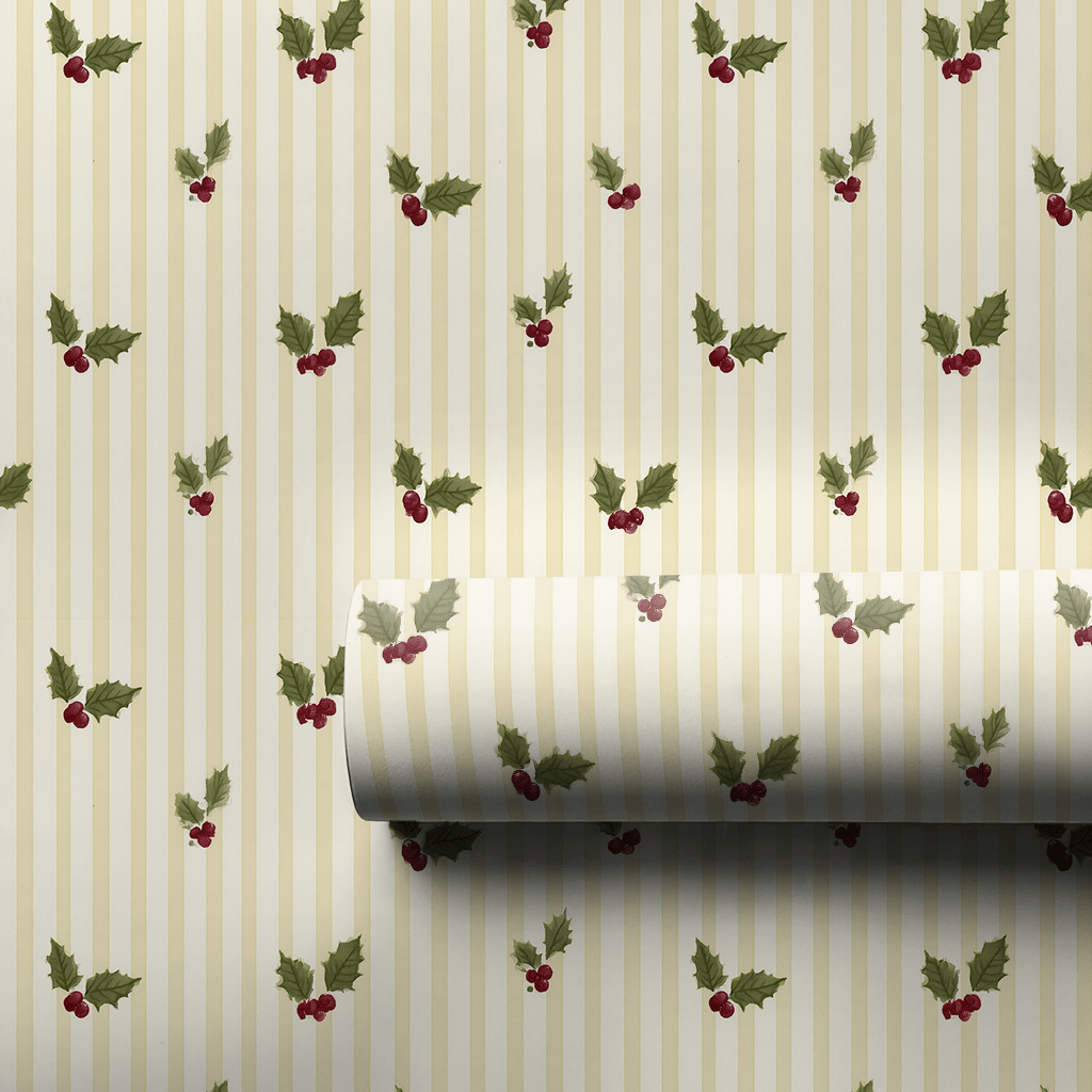 Holly on Buttercream - Wrapping Paper - Aspen & Arlo