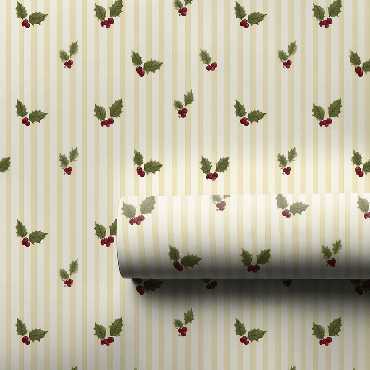 Holly on Buttercream - Wrapping Paper - Aspen & Arlo
