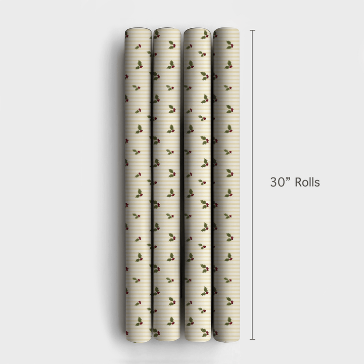 Holly on Buttercream - Wrapping Paper - Aspen & Arlo